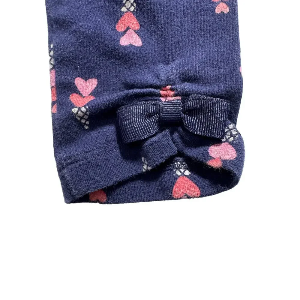 Gymboree Girls 3T Navy Leggings Heart Ice Cream Print Bow Ankle Cotton